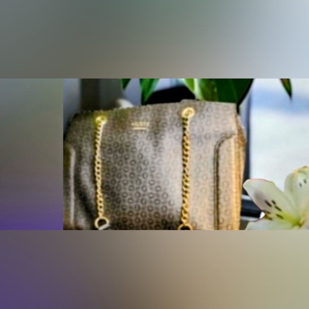 Guess Natural Delgado Satchel Dark Gray EUC